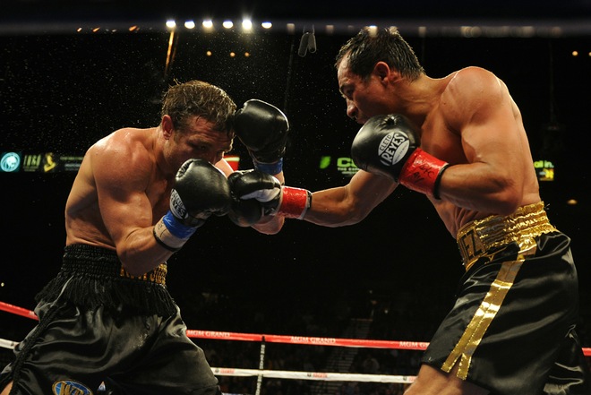 Juan Manuel Marquez (R) of Mexico lands