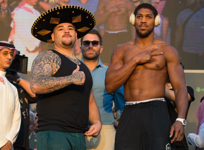 Andy Ruiz Jr and Anthony Joshua weigh in